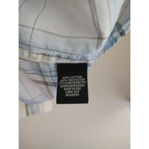 BKE Blue White Grey Green Plaid Long Sleeve Button Front Embroidered Pockets XL - Picture 11 of 11